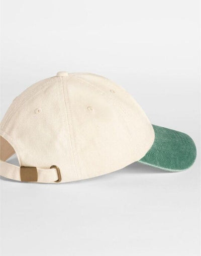 Beechfield B673 Contrast Peak Vintage Cap - Natural/vintage Bottle Green