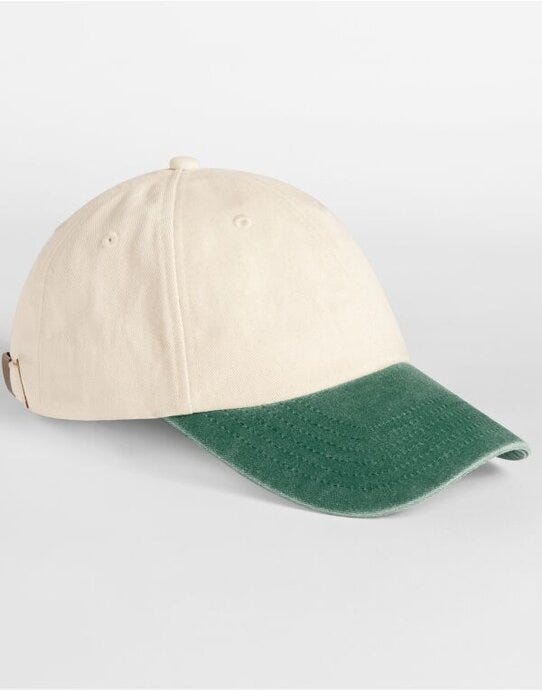 Beechfield B673 Contrast Peak Vintage Cap - Natural/vintage Bottle Green
