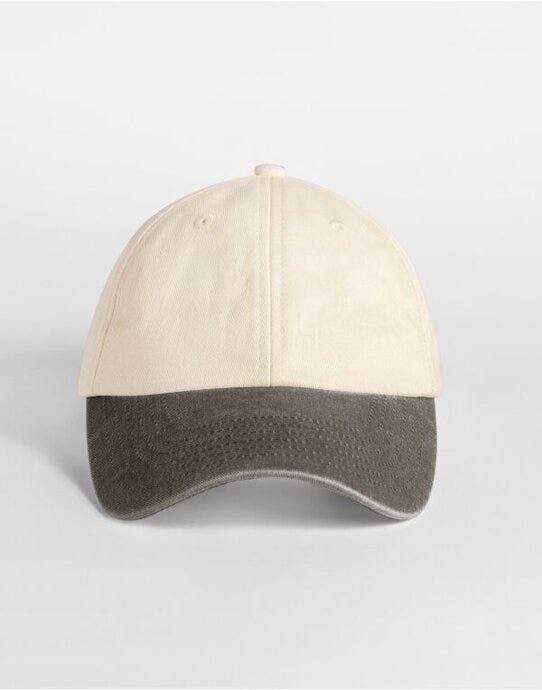 Beechfield B673 Contrast Peak Vintage Cap - Natural/Vintage Brown