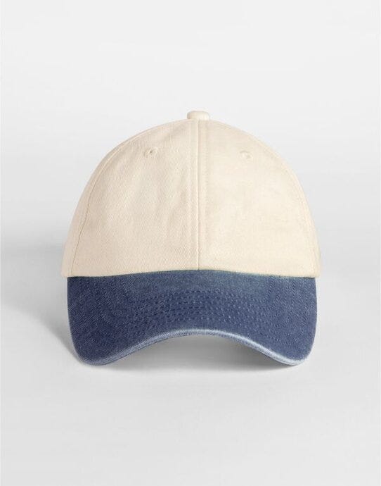 Beechfield B673 Contrast Peak Vintage Cap - Natural/Vintage Denim