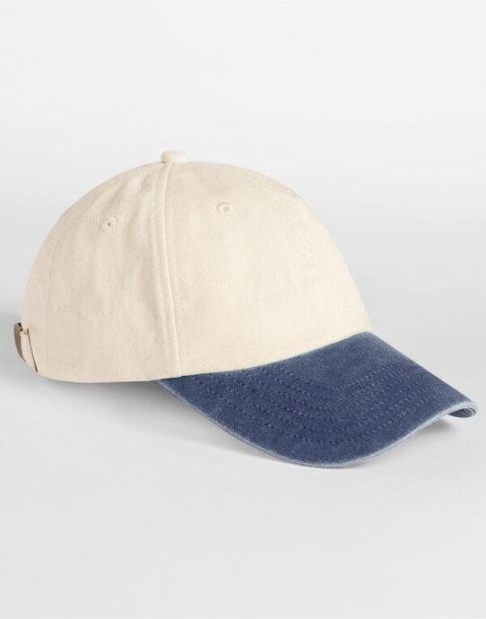 Beechfield B673 Contrast Peak Vintage Cap - Natural/Vintage Denim