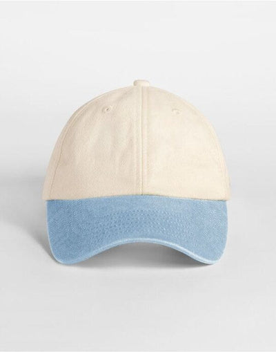 Beechfield B673 Contrast Peak Vintage Cap - Natural/Vintage Light Blue