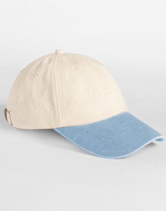 Beechfield B673 Contrast Peak Vintage Cap - Natural/Vintage Light Blue