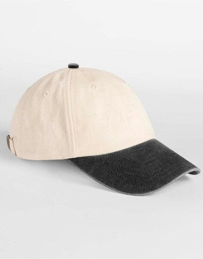Beechfield B673 Contrast Peak Vintage Cap - Natural/Vintage Black