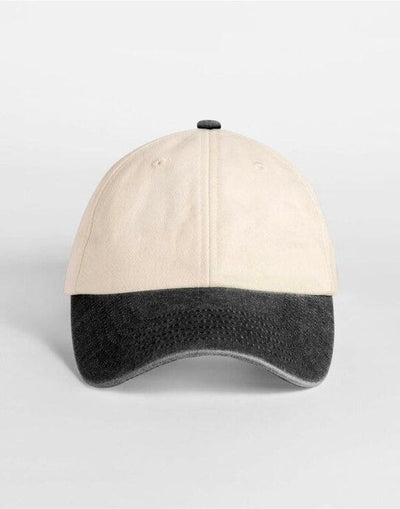 Beechfield B673 Contrast Peak Vintage Cap - Natural/Vintage Black