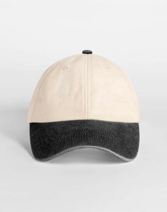 Beechfield B673 Contrast Peak Vintage Cap - Natural/Vintage Black