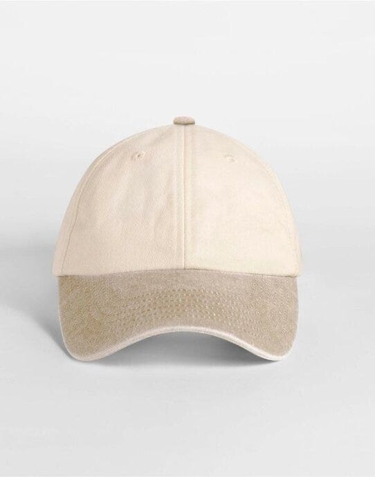 Beechfield B673 Contrast Peak Vintage Cap - Natural/Vintage Desert Sand