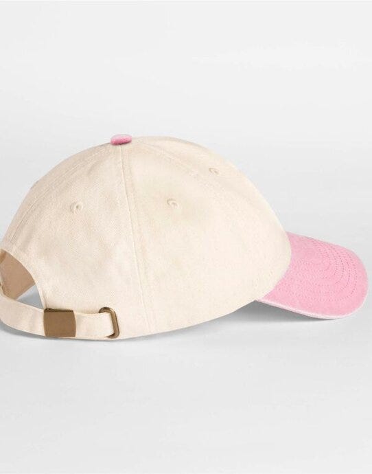 Beechfield B673 Contrast Peak Vintage Cap - Natural/Vintage Dusky Pink