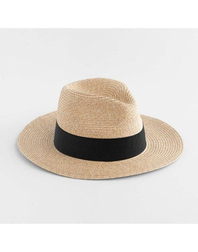 Beechfield B725 Straw Fedora - Natural/Black