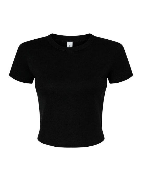 Bella + Canvas BE1010 Bella Women's Micro Rib Baby Tee - Solid Black Blend