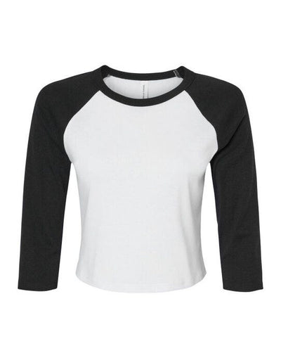 Bella + Canvas BE1200 Bella Women's Micro Rib 3/4 Raglan Tee - White/Black