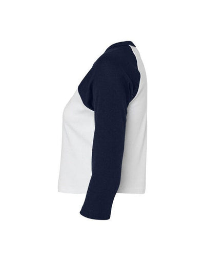 Bella + Canvas BE1200 Bella Women's Micro Rib 3/4 Raglan Tee - White/Navy