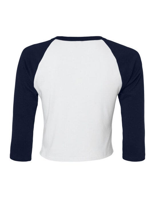 Bella + Canvas BE1200 Bella Women's Micro Rib 3/4 Raglan Tee - White/Navy