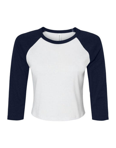 Bella + Canvas BE1200 Bella Women's Micro Rib 3/4 Raglan Tee - White/Navy