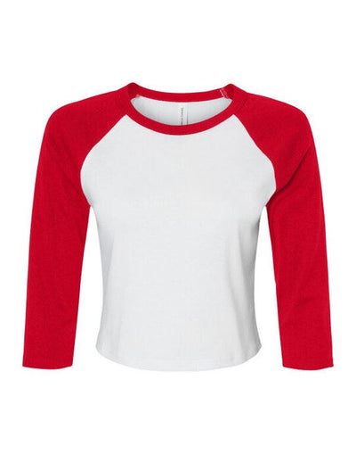Bella + Canvas BE1200 Bella Women's Micro Rib 3/4 Raglan Tee - White/Red