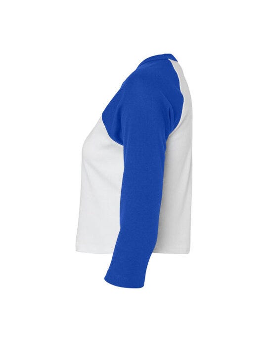 Bella + Canvas BE1200 Bella Women's Micro Rib 3/4 Raglan Tee - White/True Royal