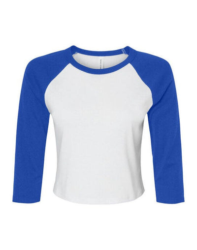Bella + Canvas BE1200 Bella Women's Micro Rib 3/4 Raglan Tee - White/True Royal