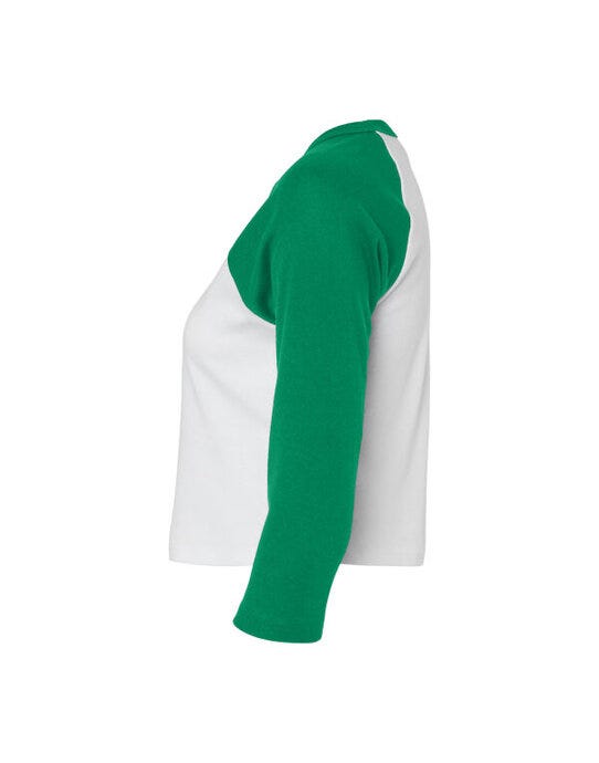 Bella + Canvas BE1200 Bella Women's Micro Rib 3/4 Raglan Tee - White/Kelly