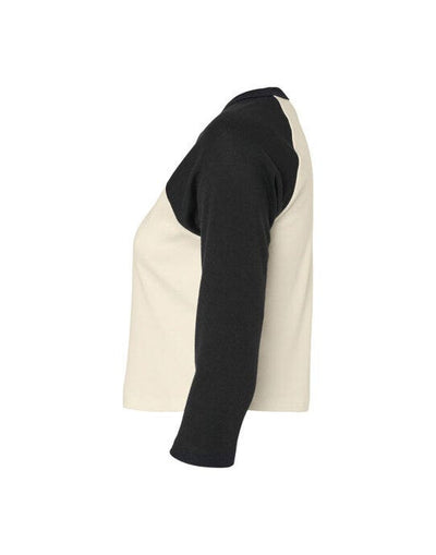 Bella + Canvas BE1200 Bella Women's Micro Rib 3/4 Raglan Tee - Natural/Black
