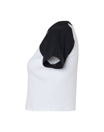 Bella + Canvas BE1201 Bella Women's Micro Rib Raglan Baby Tee - White/Black
