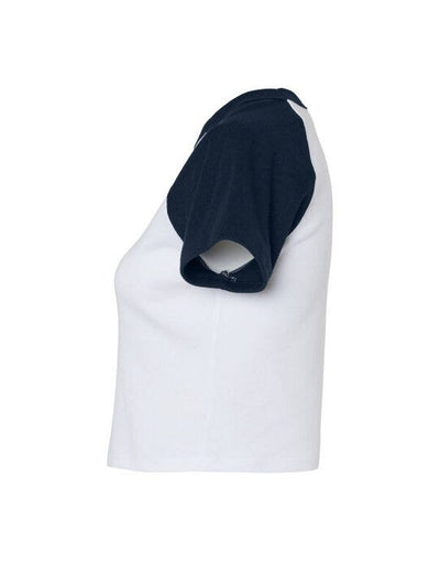 Bella + Canvas BE1201 Bella Women's Micro Rib Raglan Baby Tee - White/Navy