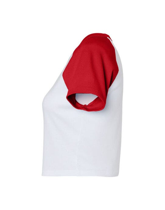 Bella + Canvas BE1201 Bella Women's Micro Rib Raglan Baby Tee - White/Red