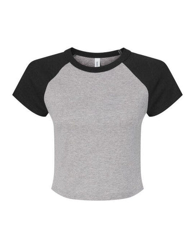 Bella + Canvas BE1201 Bella Women's Micro Rib Raglan Baby Tee - Athletic Heather/Black