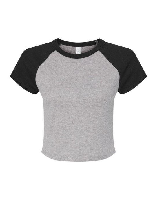 Bella + Canvas BE1201 Bella Women's Micro Rib Raglan Baby Tee - Athletic Heather/Black