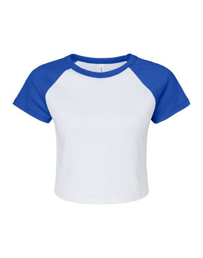 Bella + Canvas BE1201 Bella Women's Micro Rib Raglan Baby Tee - White/True Royal