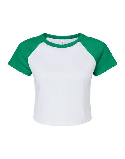 Bella + Canvas BE1201 Bella Women's Micro Rib Raglan Baby Tee - White/Kelly