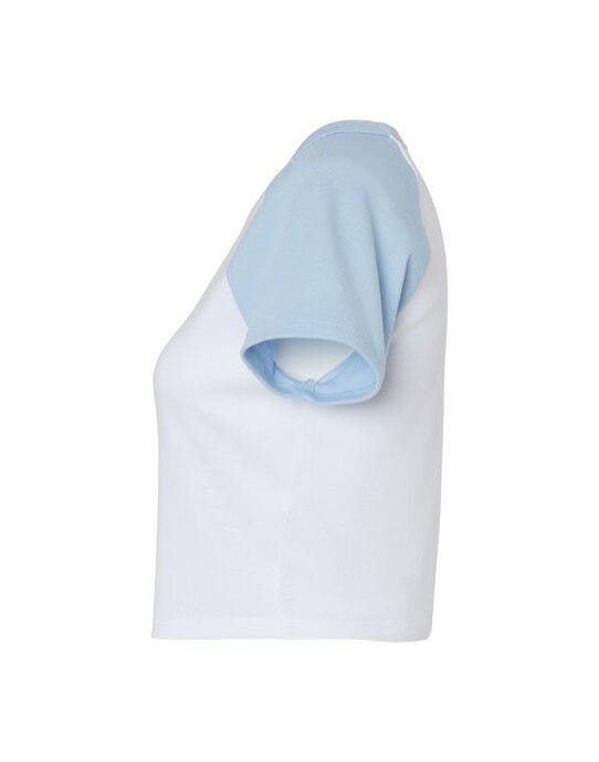 Bella + Canvas BE1201 Bella Women's Micro Rib Raglan Baby Tee - White/Baby Blue