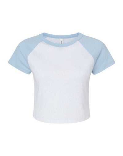 Bella + Canvas BE1201 Bella Women's Micro Rib Raglan Baby Tee - White/Baby Blue