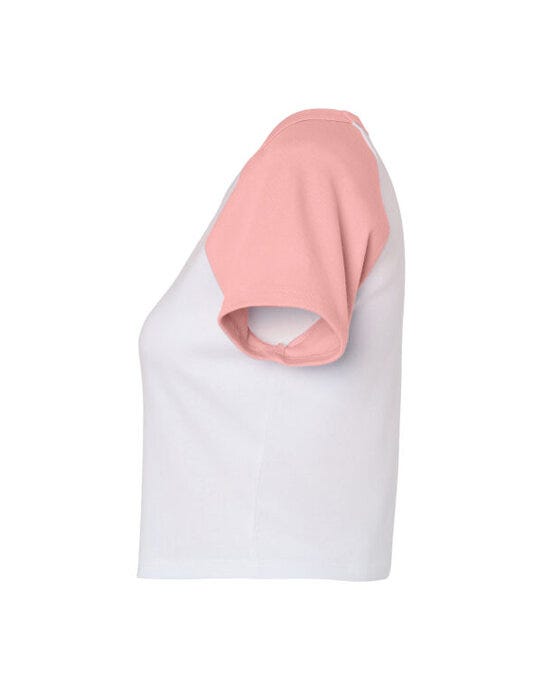 Bella + Canvas BE1201 Bella Women's Micro Rib Raglan Baby Tee - White/Pink