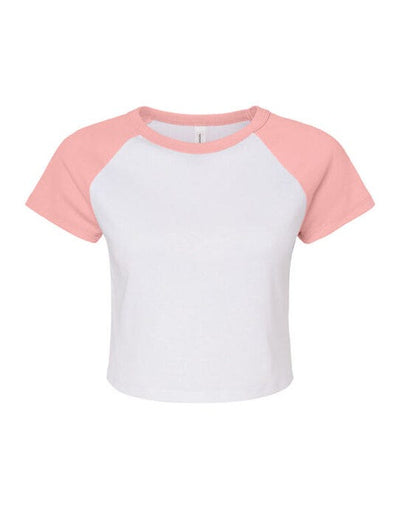 Bella + Canvas BE1201 Bella Women's Micro Rib Raglan Baby Tee - White/Pink