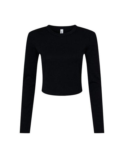 Bella + Canvas BE1501 Bella Women's Micro Rib Long Sleeve Tee - Solid Black Blend