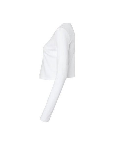 Bella + Canvas BE1501 Bella Women's Micro Rib Long Sleeve Tee - Solid White Blend