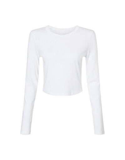Bella + Canvas BE1501 Bella Women's Micro Rib Long Sleeve Tee - Solid White Blend