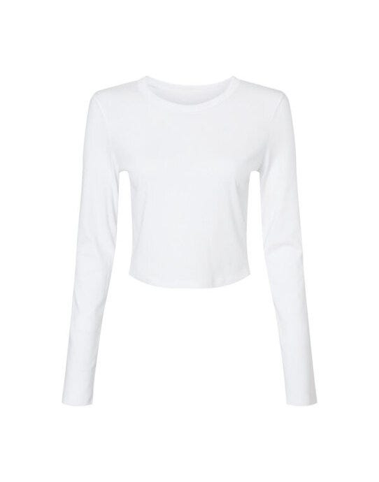 Bella + Canvas BE1501 Bella Women's Micro Rib Long Sleeve Tee - Solid White Blend