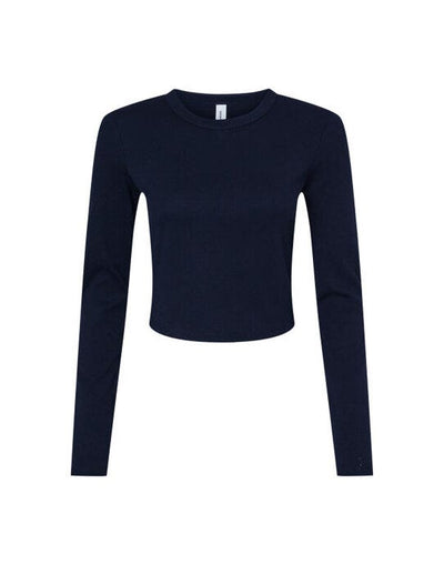 Bella + Canvas BE1501 Bella Women's Micro Rib Long Sleeve Tee - Solid Navy Blend