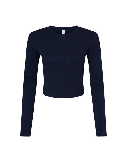 Bella + Canvas BE1501 Bella Women's Micro Rib Long Sleeve Tee - Solid Navy Blend