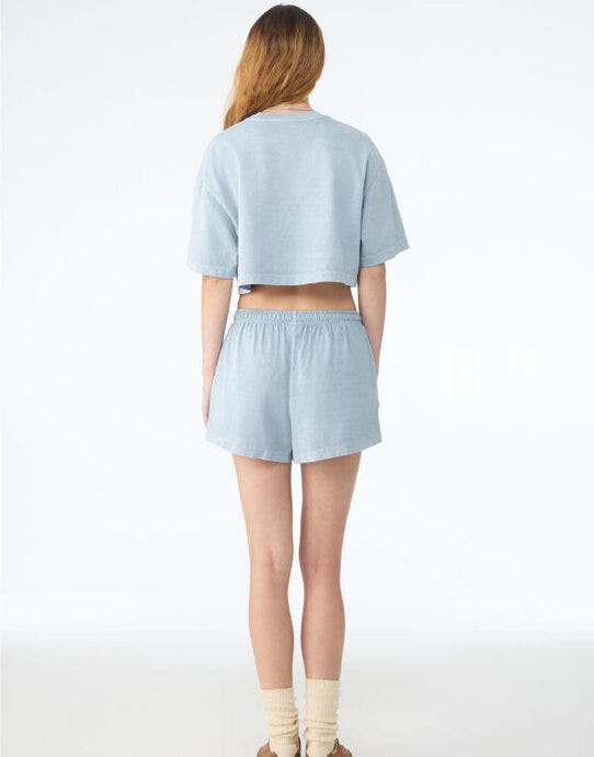 Bella + Canvas BE6882GD Women's Dry Dye Cropped T - Light Washed Denim