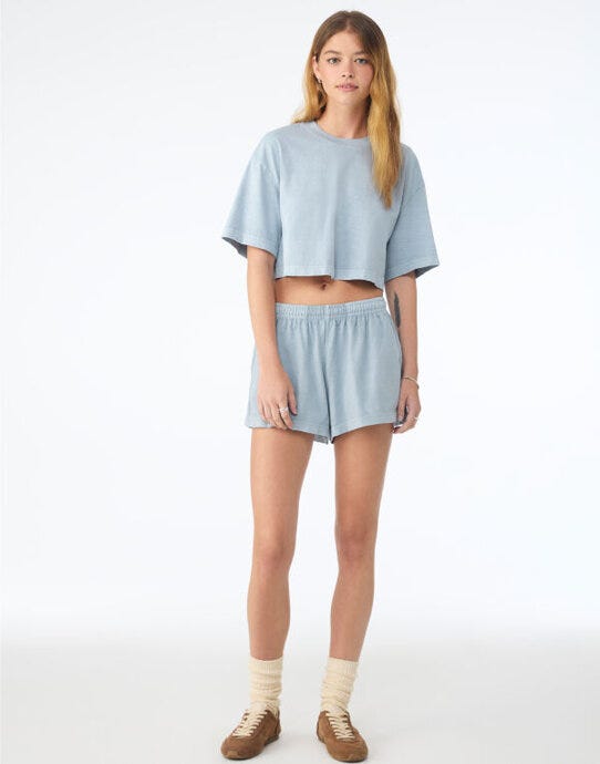 Bella + Canvas BE6882GD Women's Dry Dye Cropped T - Light Washed Denim