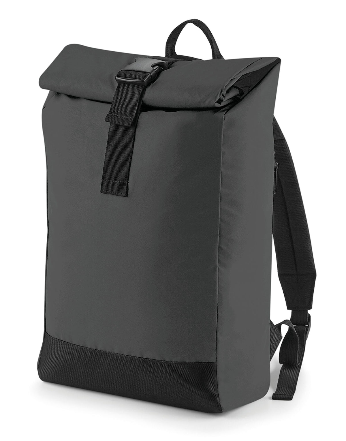 Bagbase BG138 Reflective Roll-Top Backpack - Black/Reflective