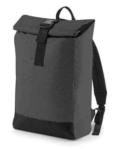 Bagbase BG138 Reflective Roll-Top Backpack - Black/Reflective