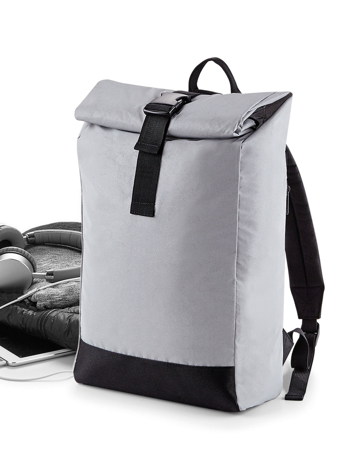 Bagbase BG138 Reflective Roll-Top Backpack - Silver Reflective