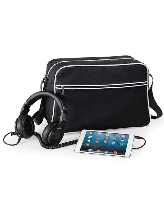 Bagbase BG14 Retro Shoulder Bag - Black/White