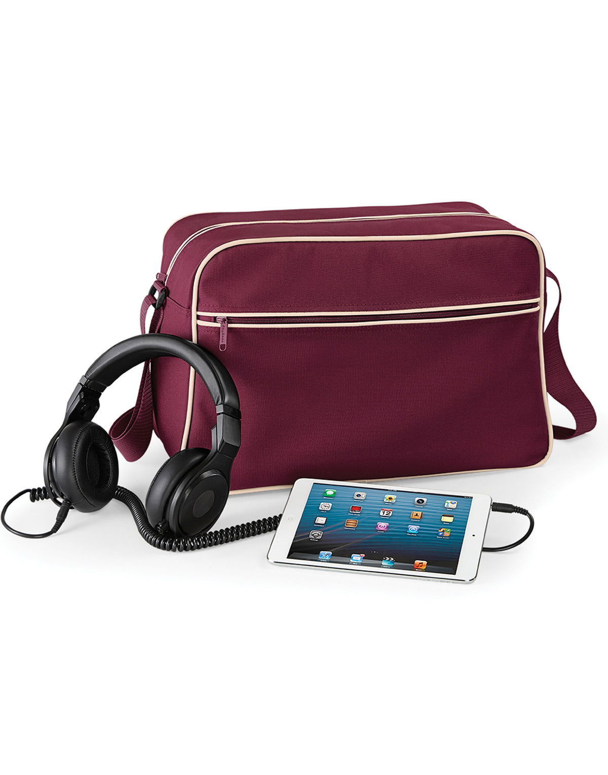 Bagbase BG14 Retro Shoulder Bag - Burgundy/Sand