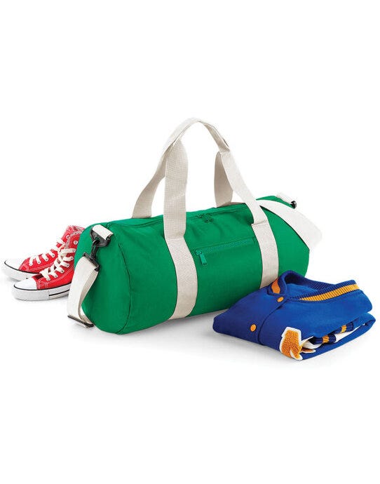 Bagbase BG140 Original Barrel Bag - Kelly Green/Off White