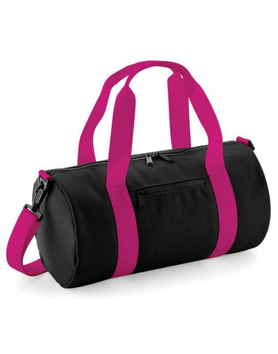 Bagbase BG140S Mini Barrel Bag - Black/Fuchia