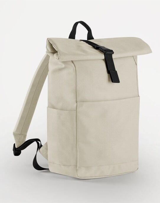 Bagbase BG186 Premium Recycled RollTop Backpk - Natural Stone